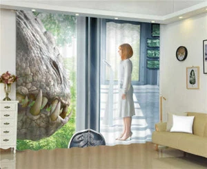 Large Dinosaur Pillars Spider Man Printing 3D Blockout Curtains Fabric Window - Imagen 1 de 4