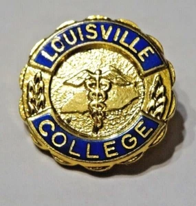 LOUISVILLE COLLEGE ~ SCHÖNER GOLDFARBENER CADUCEUS MIT BLAUER EMAILLE ~ ANSTECKNADEL - Bild 1 von 3