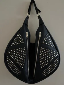 LA VIA FIRENZE PEBBLED LEATHER EXTRA LARGE STUDDED HANDBAG IN BLACK - Picture 1 of 7