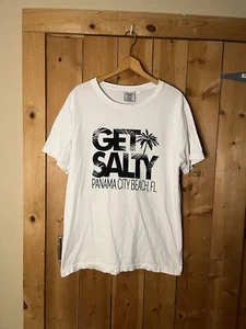 Vintage Panama City Beach " Get Salty" Large T-Shirt White Black C5 - Picture 1 of 4