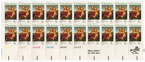 Scott #1507 Madonna (Raphael) Plate Block of 20 Stamps - MNH - Picture 1 of 1