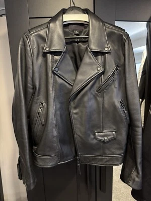 Мужская байкерская куртка H&M Premium Line черная кожа - 40 США - Изображение 1 из 4