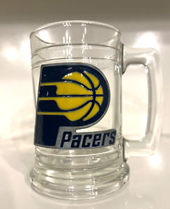 Indiana Pacers NBA Clear Glass Pint Beer Mug Used Basketball Man Cave