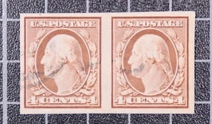 Scott 346 4 Cents Washington Used Imperforate Pair SCV $60.00 - Picture 1 of 2