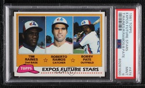 1981 Topps Future Stars Tim Raines Bobby Ramos Bob Pate PSA 9 MINT Rookie RC HOF