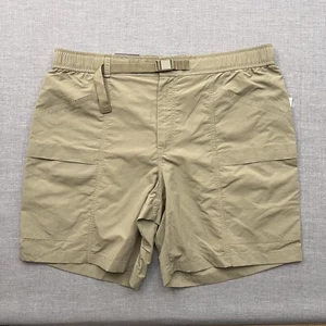 Eddie Bauer Tech Shorts Mens XL Aloe Brown  Ripstop Cargo Belted UPF 50 NWT - Picture 1 of 11