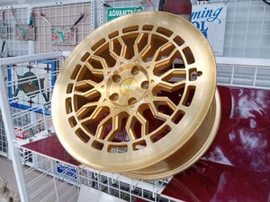 19" RADI8 RA10 Gold Brush Mesh (1) Rim 19X8.5 Machine Face Wheel 5X112 Lug ET+45 - Picture 1 of 24