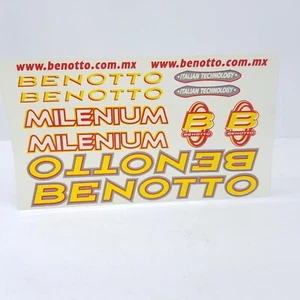 Benotto Milenium Italian Vtg Decals Frame Stickers Set Bicycle Cycling Yellow - Picture 1 of 9