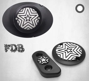 Fit H-D 2004-19 XL Moving Star Contrast Cut Timer Cover Inspection Cover Set - Bild 1 von 11