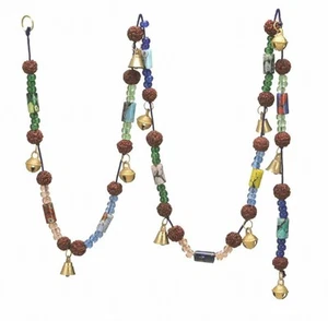 Chime with Polished Brass Bells 0.75" High w/ Beautiful Beads on 60" String - Picture 1 of 1