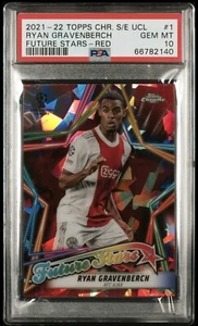 Ryan Gravenberch 2021-22 Topps Chrome Sapphire Future Stars Red /5 PSA 10 POP 1 - Picture 1 of 2