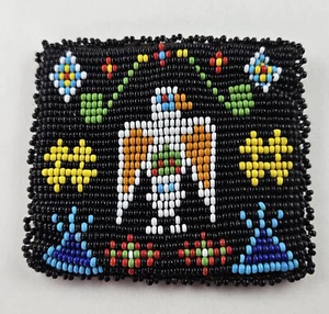 Monedero con cuentas cuentas de vidrio multicolor águila con cuero [8550] - Imagen 1 de 6