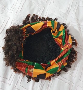 Afro Short Curly Synthetic Wig. Brownish. Multicoloured Band. Adjust Band. - Picture 1 of 5