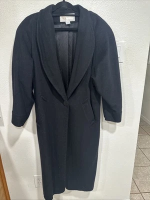 VTG The Limited Long Wool Coat Black Shawl Collar Made in USA 80s Mob Wife 10 - Image 1 of 4