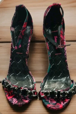 Sandalias Betsey Johnson 'Sury' Multicolor Rosa Tacón Alto Adornadas - Talla 6 Foto 1 de 4