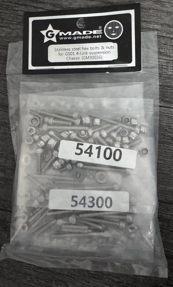 Pernos y tuercas hexagonales de acero inoxidable Gmade GM30036 para suspensión GS01 de 4 eslabones Foto 1 de 3