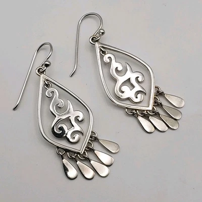 Silpada Sterling Silver 925 Scroll Dangle Earrings Cha Cha Style Fringe W1196 - Image 1 of 4