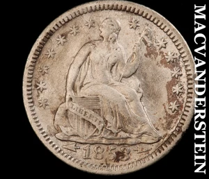 1853 Sitzende Freiheit Half Dime - seltener Halbschlüssel besseres Datum #A8707 - Bild 1 von 2