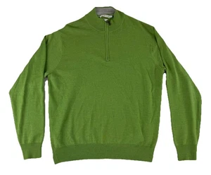 Suéter Peter Millar Para Hombre Grande Verde 100% Lana Merino 1/4 Cremallera **DEFECTO** - Imagen 1 de 12