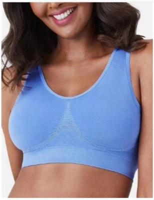 Nuevo con etiquetas Sujetador Wacoal Be Smooth Inalámbrico Pull On Azul Mediano Almohadillas Extraíbles Talla 34 Foto 1 de 4