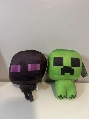 New 6” Big Head Minecraft Enderman And Creeper Character Soft Plush Toys - Image 1 of 2