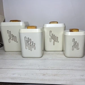 Vintage Lustro Ware Küche Kanister Behälter 8 Stück Mehl Zucker Kaffee Tee - Bild 1 von 24