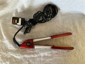 Chi Ceramic Flat Iron 1” Tested GF1159 Hair Straightener Red Silver Long Cord - Imagen 1 de 8