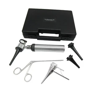 Vet-Otoscope 2 "C Battery Handle 8-Pcs Animal Examinations kit Black Plastic Box - Picture 1 of 5