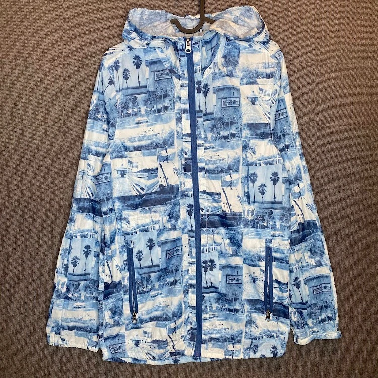 Chaqueta Cortavientos Chip & Pepper Para Hombre Pequeña Azul Estampado Gráfico Surf Playa Y2k  Foto 1 de 4