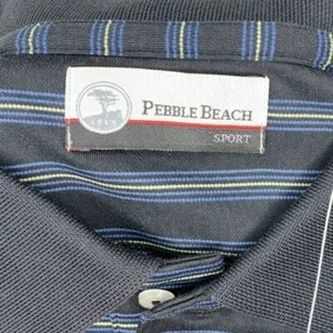 NWT Pebble Beach Golf Short Sleeve Shirt Polo SIze Medium Striped Blue NICE - Picture 1 of 8