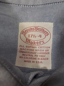 Vintage Brooks Brothers Makers Dress Shirt Mens 17 1/2-4 Blue Oxford Made In USA - Picture 1 of 8