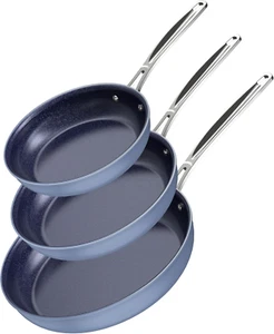 3-Piece Ceramic Non-Stick Frying Pan Set, 8"/10"/12", Induction Ready, Oven Safe - Picture 1 of 9