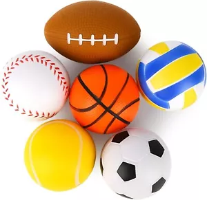 6PCS Squishy Balls Bulk, 2.5inch Mini Sports Squeeze Balls - All New - Picture 1 of 5