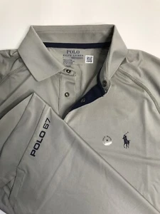 Polo Ralph Lauren Performance Polo 67 Knopfdruck Poloshirt grau neu mit Etikett UVP 138 M - Bild 1 von 14