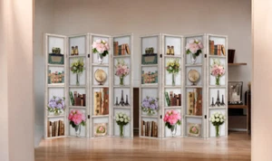 180cm Large Bookselves Canva Room Divider Screen Foldable Double Sides Divider - Picture 1 of 14
