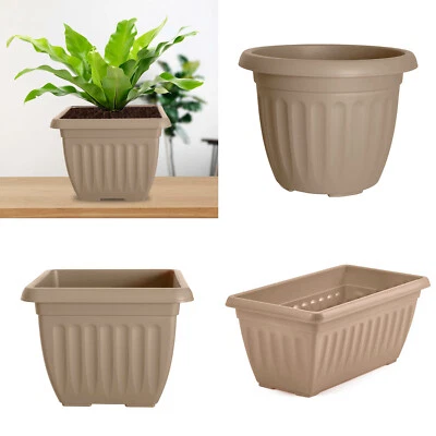 Taupe Window Box Trough Plant Flower Pots Plastic Planter Plants & Herbs Holder - Image 1 of 4