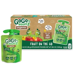 Gogo Squeez Organic Applesauce and Fruit Puree, Apple Apple, 3.2 Oz (Pack of 12) - Picture 1 of 13