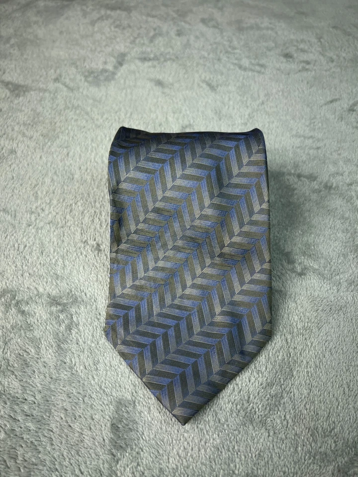 Corbata Kenneth Cole New York Cuello Azul Espiga 100% Seda Ancho Clásico Para Hombre Foto 1 de 4