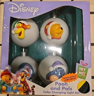 New Winnie the Pooh Color Changing Christmas Ball Lights - Image 1 of 4