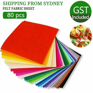 80pcs Squares Non Woven Felt Fabric Sheets For Kids DIY Art Handcraft Mix Colour - Picture 1 of 12