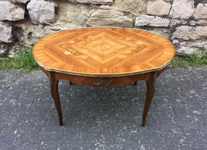 Couchtisch im Rokokostil Beistelltisch Messing Edelholz 1970 Stilmöbel - Bild 1 von 11