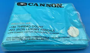 CANNON Irregular 180 Thread Count 90x102 Queen Flat Sheet Fits 60x80 Mattress - Picture 1 of 5