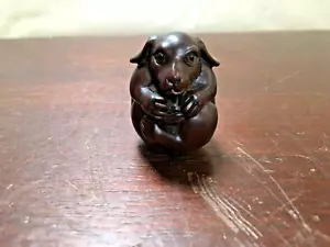 Vintage Rabbit Wood Netsuke, Signed - Picture 1 of 9
