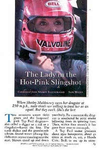 SHIRLEY MULDOWNEY 1981 DAMA DRAGSTER & DRAG RACING PICTÓRICA HONDA ROSA CALIENTE - Imagen 1 de 1