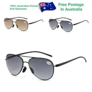 Bifocal Mens Women Magnifying Eyeglasses Sunglasses Tinted Large Reading Glasses - Picture 1 of 17