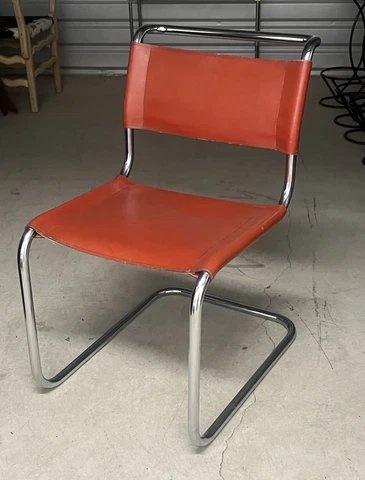 Vintage Bauhaus Mart Stam Model S33 Leather Chrome Cantilever Chair Breuer Era Cover