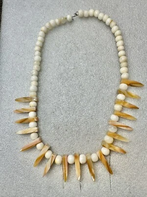 Ожерелье с бахромой из бисера яшмы кремовое и бруно 18 дюймов - Изображение 1 из 4