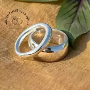 Set Of 2 Band Stacking Ring 925 Sterling Silver Stackable Band Minimalist Ring - Picture 1 of 6