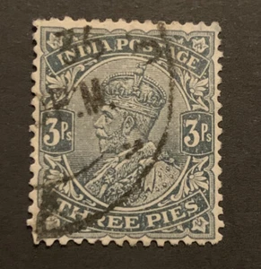 1926-33 India George V 3p Slate FU SG201 - Picture 1 of 2