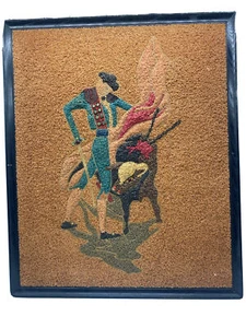 Vintage MCM Gravel Art Matador Bullfighter Mid Century Pebble Mosaic 23x19'' - Picture 1 of 17